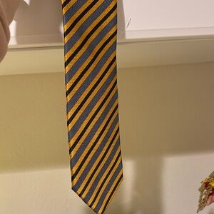 Classic Yellow and Gray Striped Men's Tie